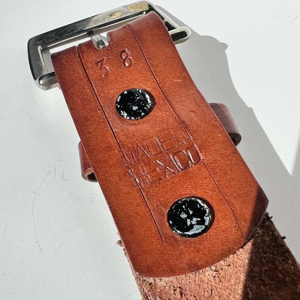 Vintage Leather Western Style Belt Made In Mexico Rodeo Streetwear Casual Cowboy